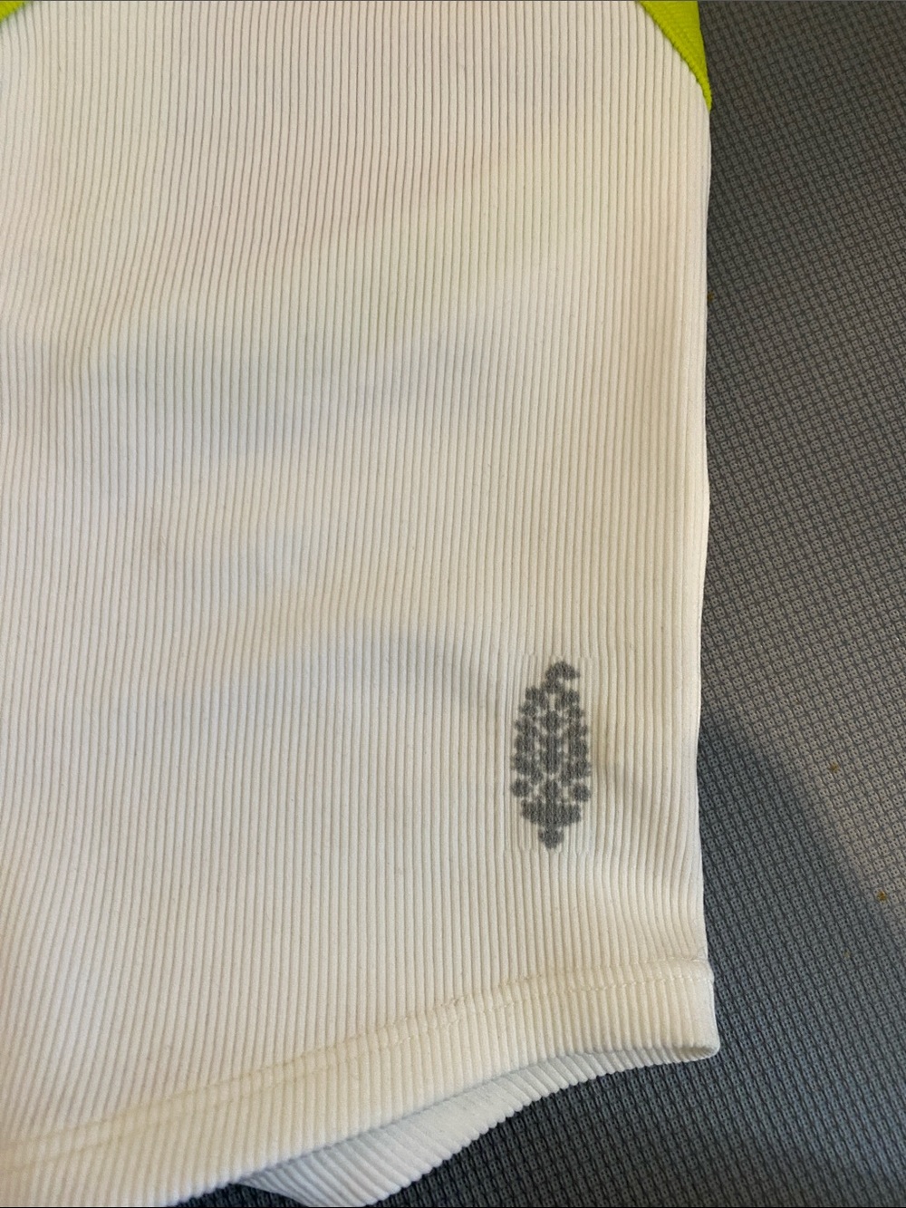 FP Movement by Free People White Ribbed Tank with Lime Trim - Picture 3 of 5